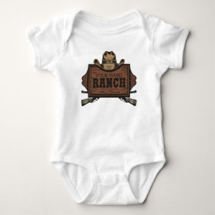 Personalised NAME Cowboy Guns Western Ranch Sign Baby Bodysuit