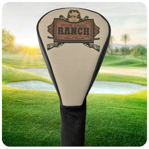 Personalised NAME Cowboy Guns Western Ranch Sign  Golf Head Cover