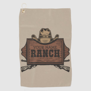 Personalised NAME Cowboy Guns Western Ranch Sign  Golf Towel