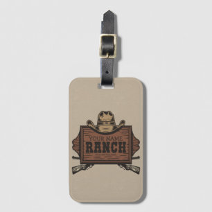 Personalised NAME Cowboy Guns Western Ranch Sign Luggage Tag