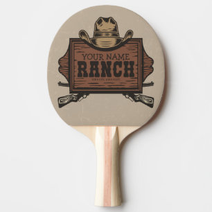 Personalised NAME Cowboy Guns Western Ranch Sign  Ping Pong Paddle