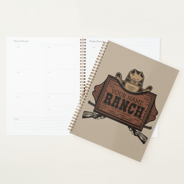 Personalised NAME Cowboy Guns Western Ranch Sign  Planner (Display)