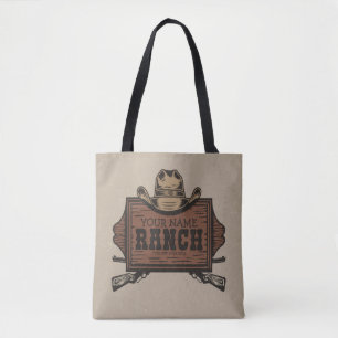 Personalised NAME Cowboy Guns Western Ranch Sign  Tote Bag