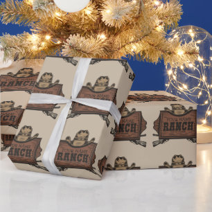Personalised NAME Cowboy Guns Western Ranch Sign Wrapping Paper