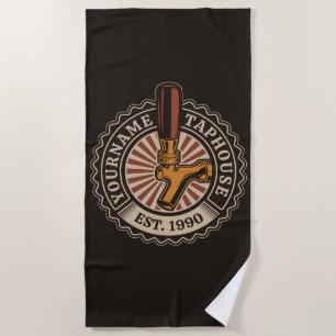 Personalised NAME Craft Beer Taphouse Brewery Bar Beach Towel