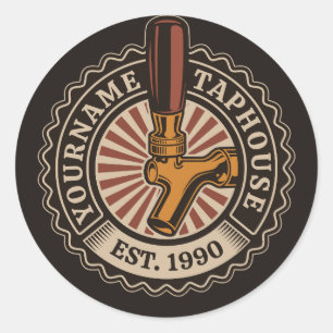 Personalised NAME Craft Beer Taphouse Brewery Bar  Classic Round Sticker