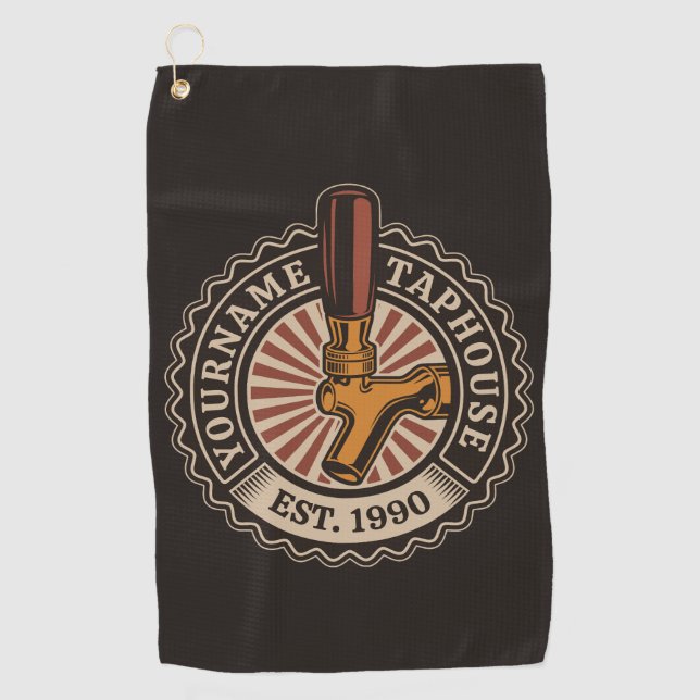 Personalised NAME Craft Beer Taphouse Brewery Bar  Golf Towel (Front)
