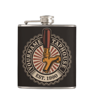 Personalised NAME Craft Beer Taphouse Brewery Bar  Hip Flask
