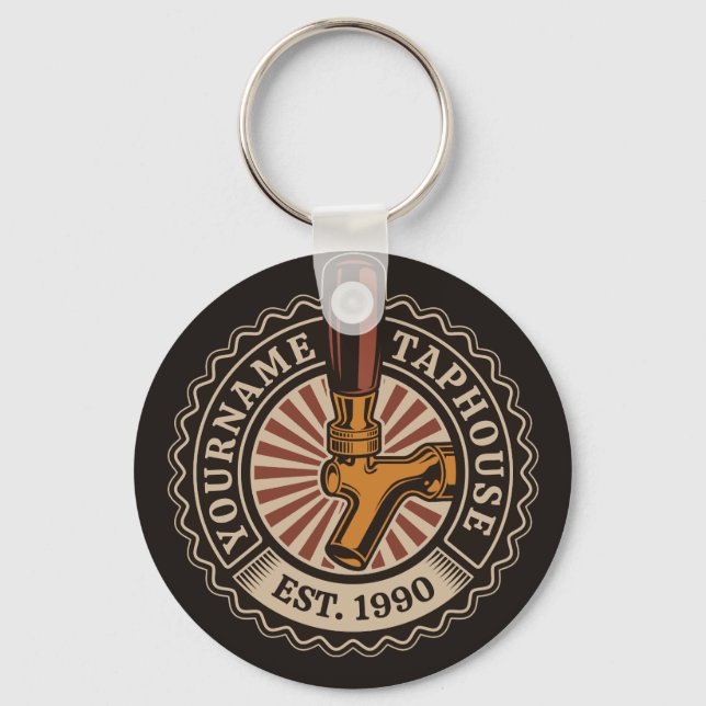 Personalised NAME Craft Beer Taphouse Brewery Bar Key Ring (Front)