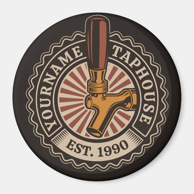 Personalised NAME Craft Beer Taphouse Brewery Bar  Magnet (Front)