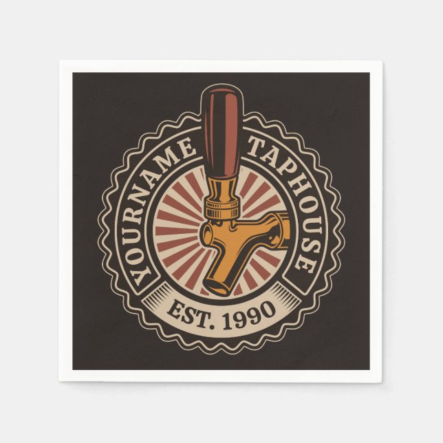 Personalised NAME Craft Beer Taphouse Brewery Bar  Napkin (Front)