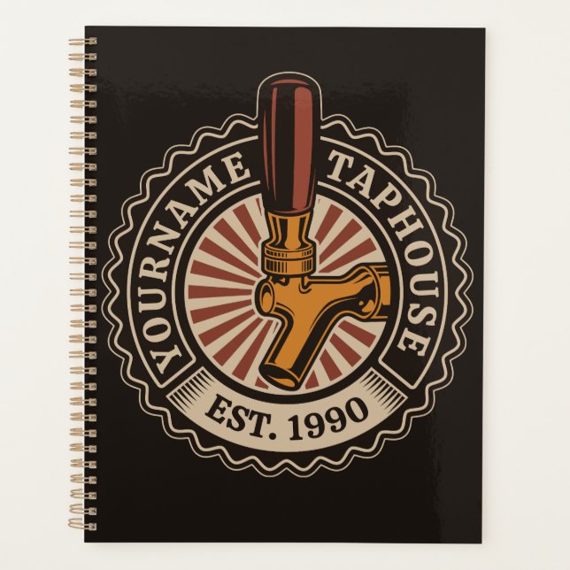 Personalised NAME Craft Beer Taphouse Brewery Bar  Planner (Front)