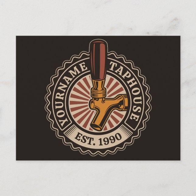 Personalised NAME Craft Beer Taphouse Brewery Bar  Postcard (Front)