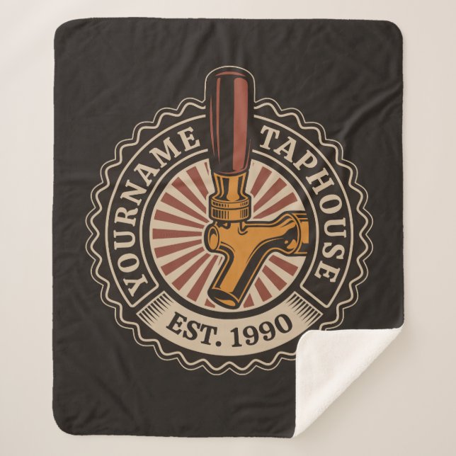 Personalised NAME Craft Beer Taphouse Brewery Bar  Sherpa Blanket (Front)