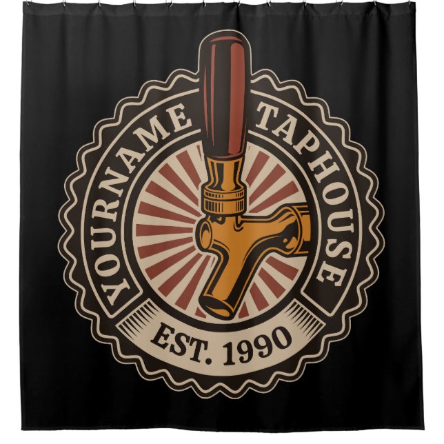 Personalised NAME Craft Beer Taphouse Brewery Bar Shower Curtain (Front)