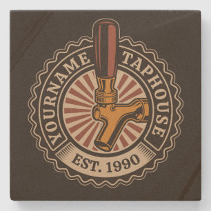 Personalised NAME Craft Beer Taphouse Brewery Bar Stone Coaster