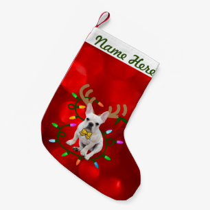 Personalised Name Creamie Frenchie Christmas Small Christmas Stocking