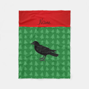 Personalised name crow green christmas trees fleece blanket
