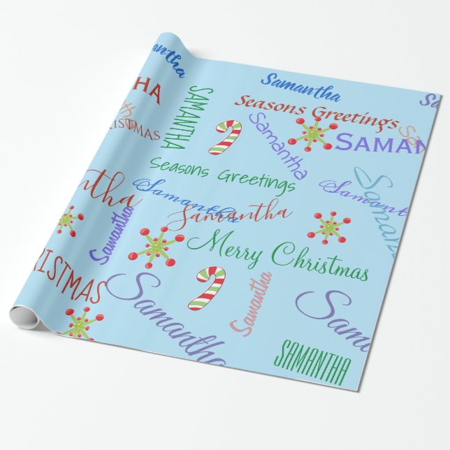 Personalised Name Custom Christmas Wrapping Paper (Unrolled)