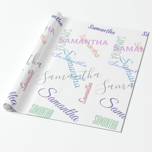 Personalised Name Custom Colourful Wrapping Paper (Unrolled)