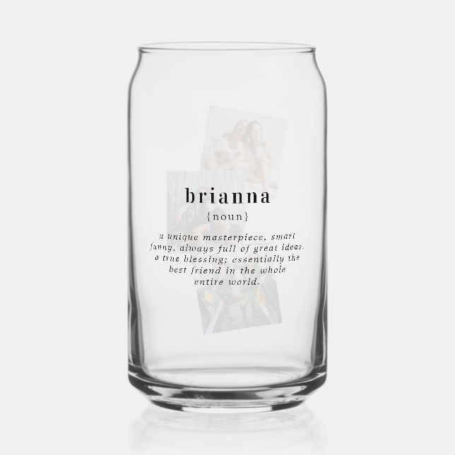 Personalised Name Custom Definition | 3 Photo Can Glass (Front)