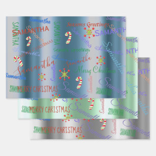Personalised Name Custom Holiday Christmas Wrapping Paper Sheet