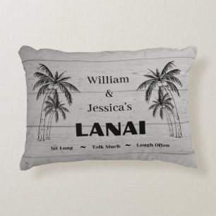 Personalised Name Custom Lanai Tropical Palm Trees Decorative Cushion