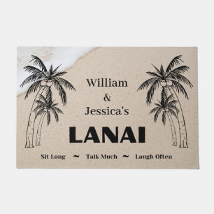 Personalised Name Custom Lanai Tropical Palm Trees Doormat