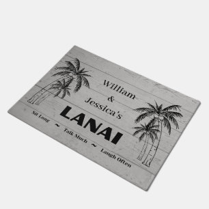 Personalised Name Custom Lanai Tropical Palm Trees Doormat