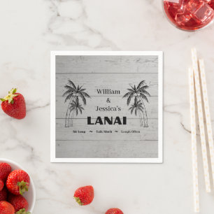 Personalised Name Custom Lanai Tropical Palm Trees Napkin