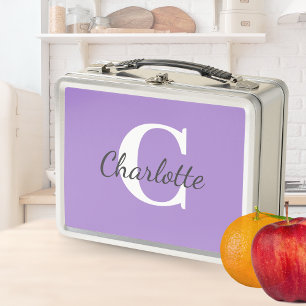 Personalised Name Custom Minimalist Monogram Metal Lunch Box