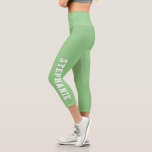 Personalised Name Custom Mint Green Capri Leggings<br><div class="desc">Add a personalised touch to your activewear with these custom mint green capri leggings, featuring your name along the leg. Perfect for workouts, yoga, or casual outings, these leggings combine style and comfort for a unique athleisure look. Made with quality fabric for a flattering fit, they make an ideal gift...</div>