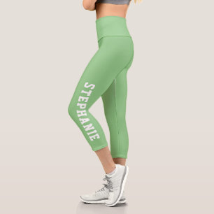 Personalised Name Custom Mint Green Capri Leggings