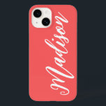 Personalised Name Custom Name Coral Birthday Gift Case-Mate iPhone 14 Case<br><div class="desc">personalised iphone case custom gift,  personalised name case christmas gift,  custom name birthday present girl,  custom phone case with name,  bridesmaid gift present for daughter,  wife christmas present coral pink,  present for friend iphone case,  customised phone case girlfriend fiancee,  friend gift maid of honour,  personalised matron of honour gift</div>