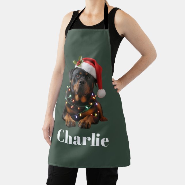 Personalised Name Custom Rottweiler Dog Christmas  Apron (Insitu)