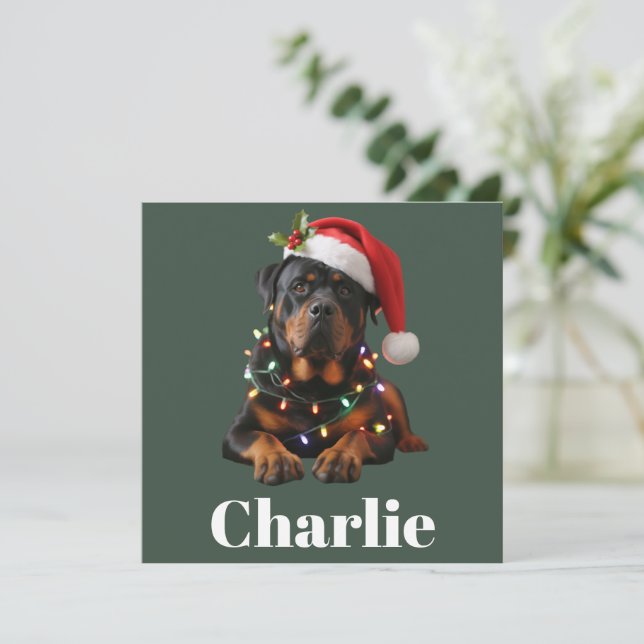 Personalised Name Custom Rottweiler Dog Christmas  Holiday Card (Standing Front)