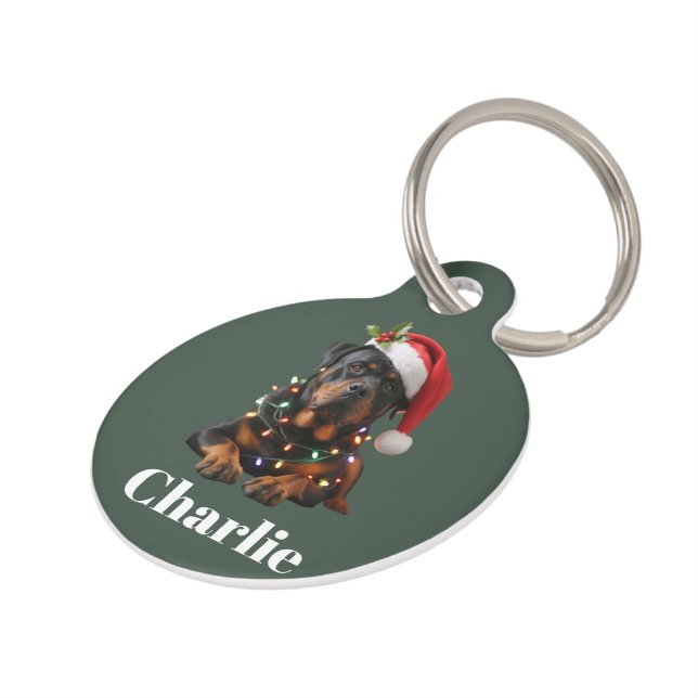 Personalised Name Custom Rottweiler Dog Christmas  Pet Tag (Side)