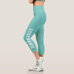 Personalised Name Custom Teal Capri Leggings<br><div class="desc">Add a pop of colour and personalisation to your workout attire with these custom teal capri leggings, featuring your name along the leg. Perfect for yoga, gym sessions, or casual outings, these leggings combine comfort with a unique, stylish design. Made from high-quality fabric for a flattering fit, they make a...</div>