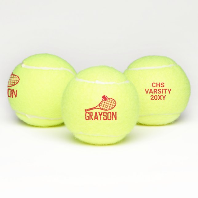 Personalised Name Custom Tennis Balls Red (Multi)