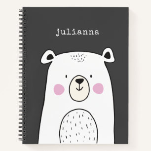 Personalised Name Cute Bear Whimsical Kids Notebook
