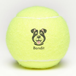  Personalised Name Cute Black Dog Tennis Balls