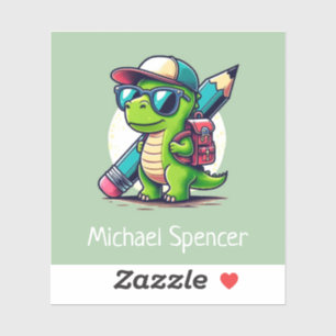Personalised Name Cute Boys Dinosaur Green