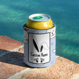 Personalised Name Cute Bunny Easter Can Cooler