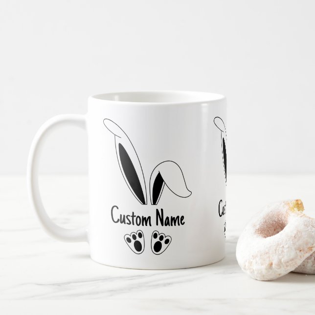 Personalised Name Cute Bunny Easter Coffee Mug (With Donut)