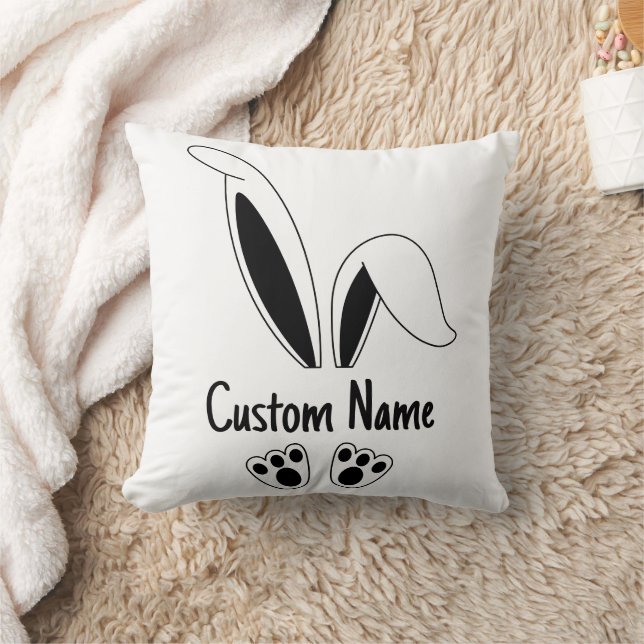 Personalised Name Cute Bunny Easter Cushion (Blanket)