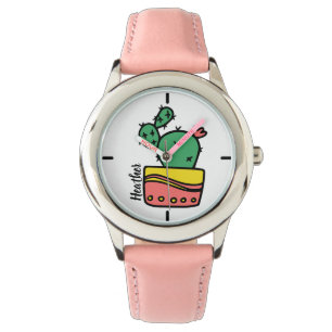 Personalised Name Cute Cactus Kids Watch