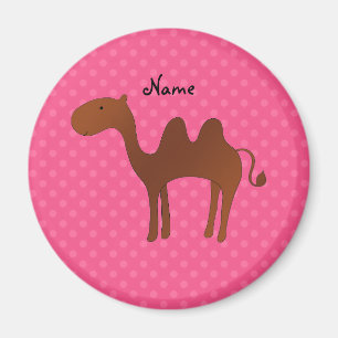 Personalised name cute camel pink polka dots magnet