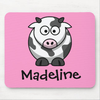 Personalised Name - Cute Cartoon Cow Mouse Mat