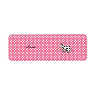 Personalised name cute cow pink white dots