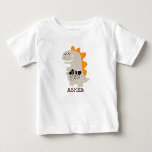 Personalised name cute dino toddler boy tshirt